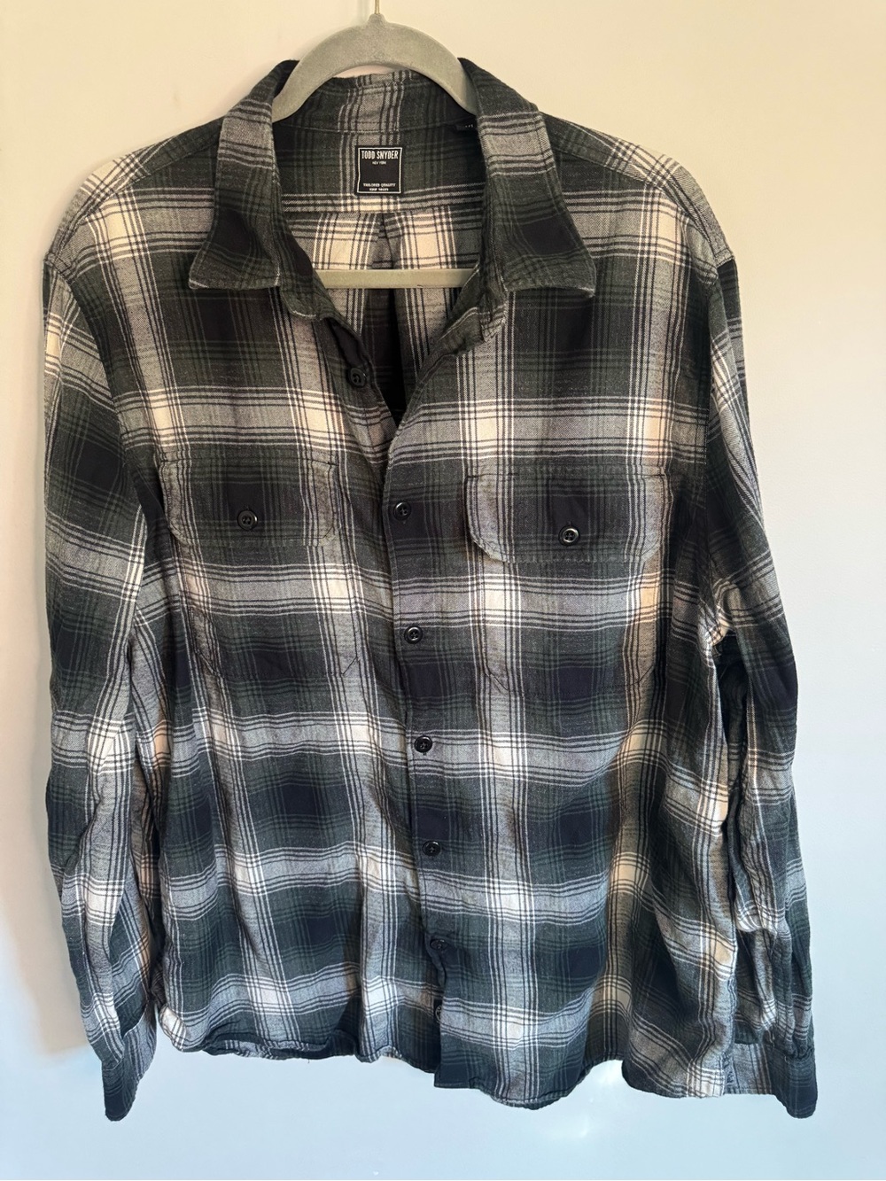 Todd Snyder Men’s Plaid Button down Shirt - Black & White size XXL